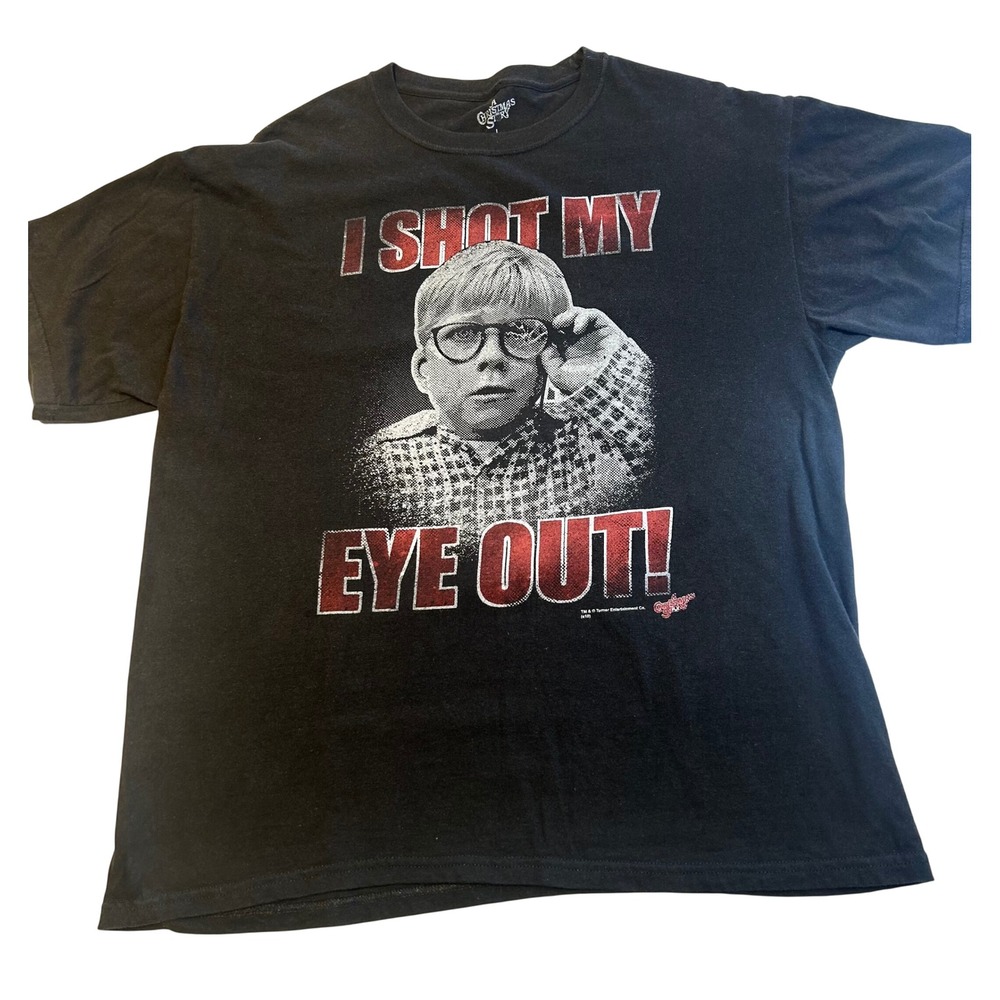 A Christmas Story Mens Ralphie I Shot My Eye Out Graphic T-Shirt Black Large